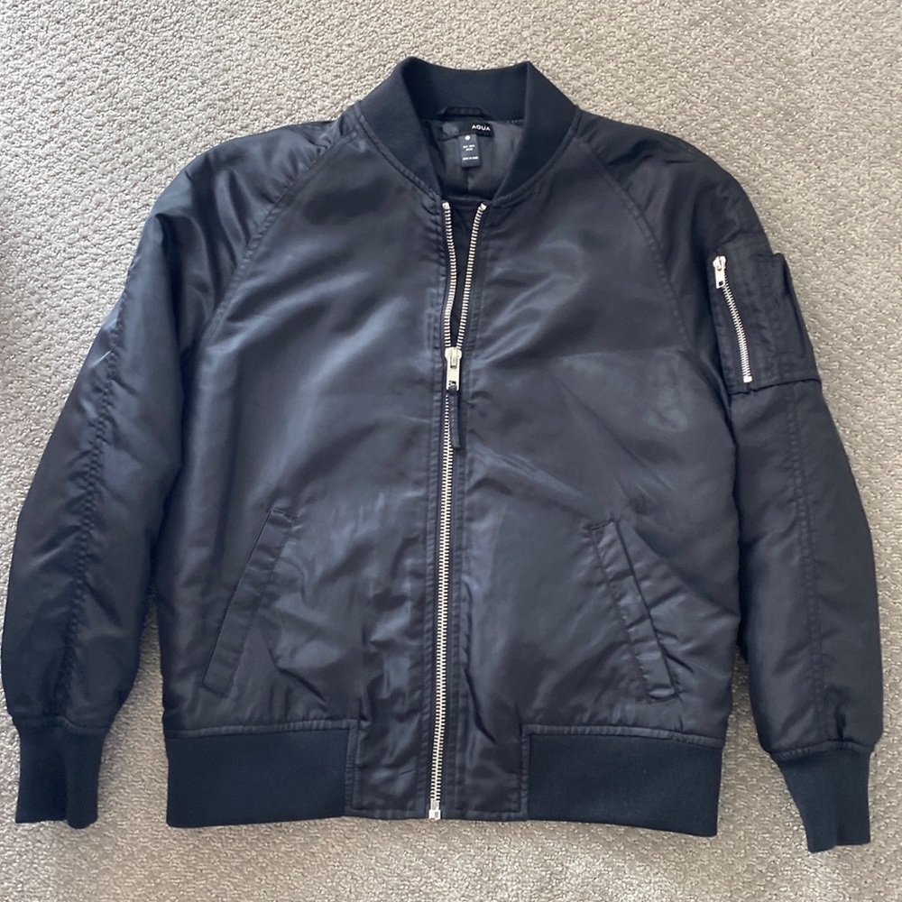 Aqua bomber jacket